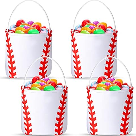 Weewooday 4 Pcs Baseball Easter Baskets Cover