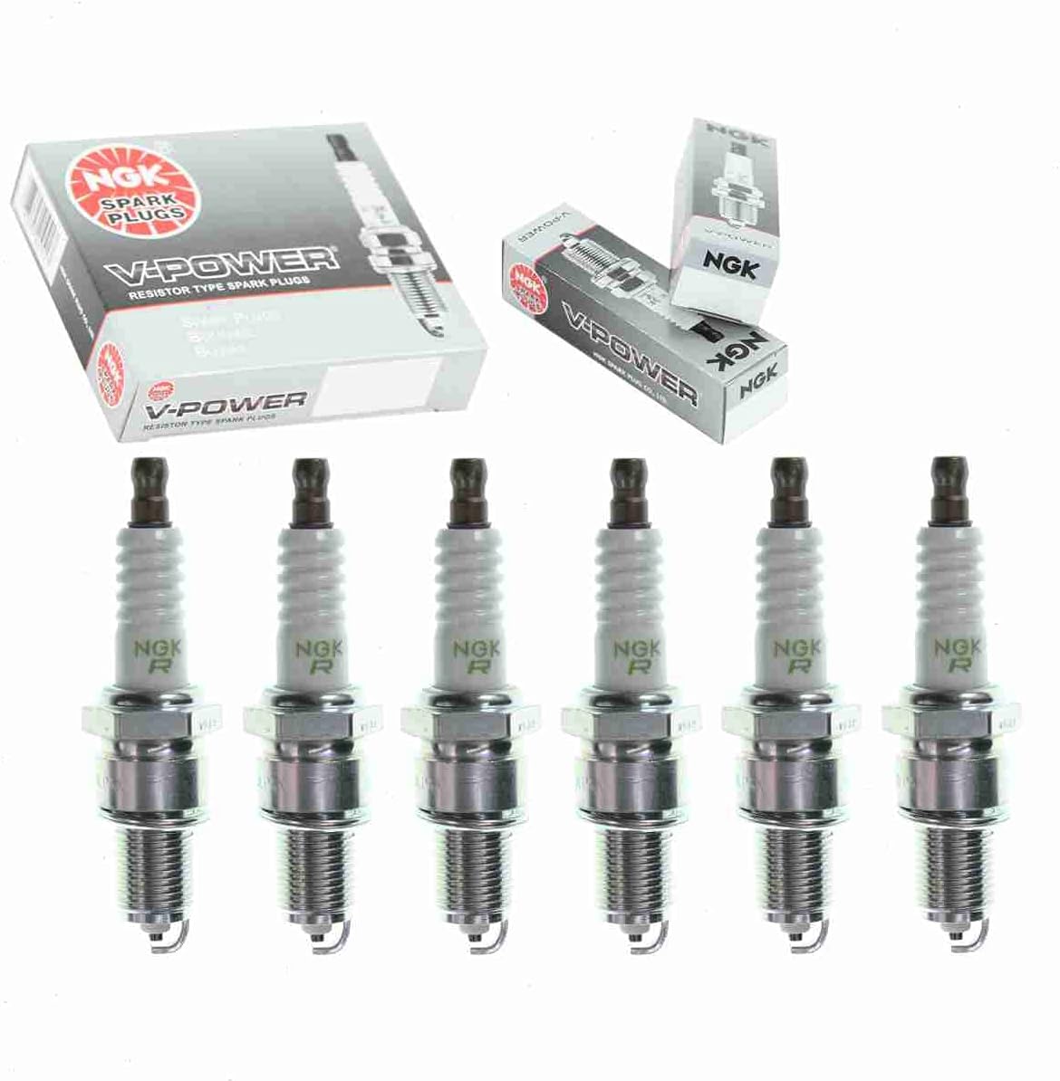6 pc NGK V-Power Spark Plugs compatible with Jaguar XJ6 4.2L L6 1972-1987