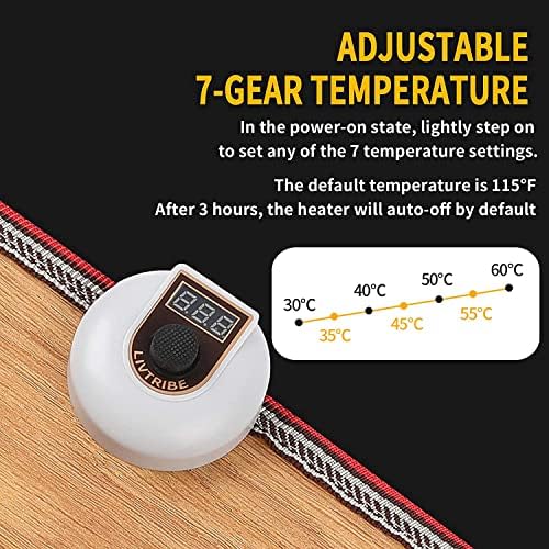 Livtribe AC 230V Heated Floor Mat for Foot, Carbon Crystal Heating Pad, Electric Heated Foot Warmers for Office, Home(Brown)