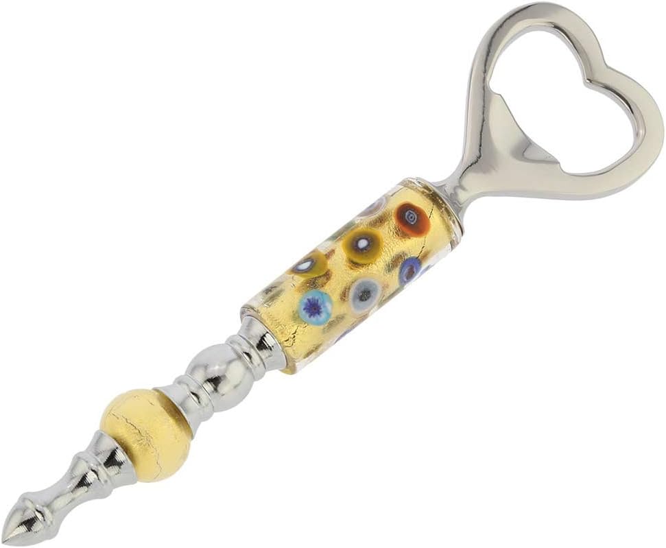 Glass Of Venice Italian Murano Glass Bottle Opener - Gold Millefiori