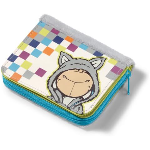 NICI 35121 - Geldbeutel Jolly Logan, Nylon/Plüsch 12 x 9.5 cm, grau/beige Cover