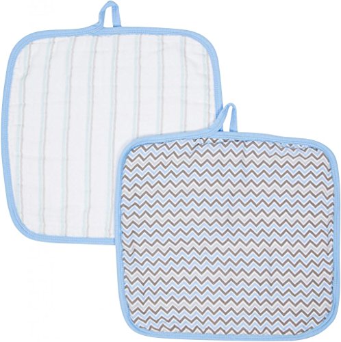 Image of Miracle Blanket Blue MiracleWare Muslin Baby Washcloths 2-Pack