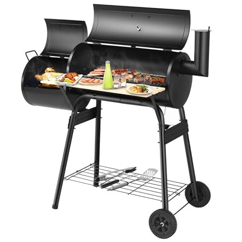 Panana Portable Charcoal BBQ Grill Steel Offset Smoker Combo Backyard