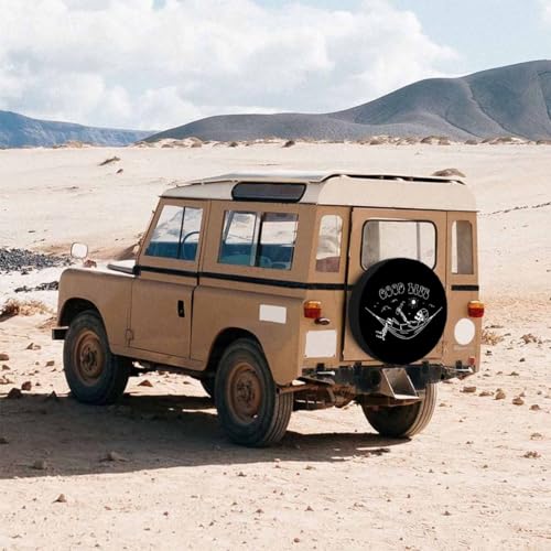 Image of Skeleton in Hammock Spare Tire Cover Beautiful Life White Black Background Wheel Covers for RV Tires Camper Tire Case Protectors for Trailer Rv SUV Truck Travel Trailer 17 in