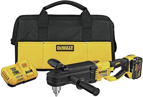 DEWALT Taladro de ángulo recto de 60V MAX* con kit de sistema de embrague electrónico, perno prisionero en línea (DCD470X1)