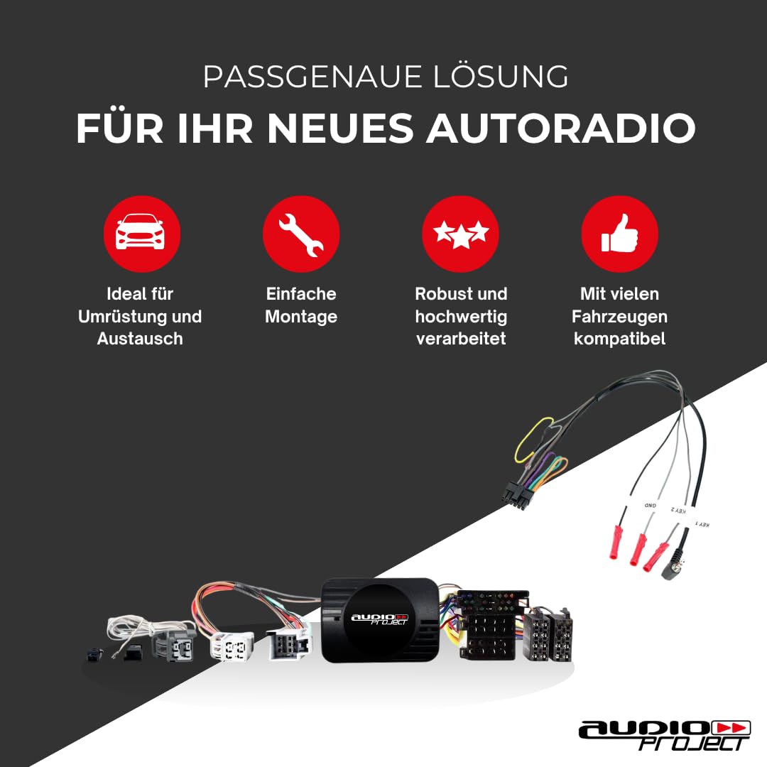 Audioproject A400.3-24 - CAN Bus Adapter + Basis Lenkradfernbedienung für FIAT Ducato 8 ab Bj. 2021-9 ab Bj. 2025 für Autoradio Pioneer Kenwood JVC Alpine u.a.