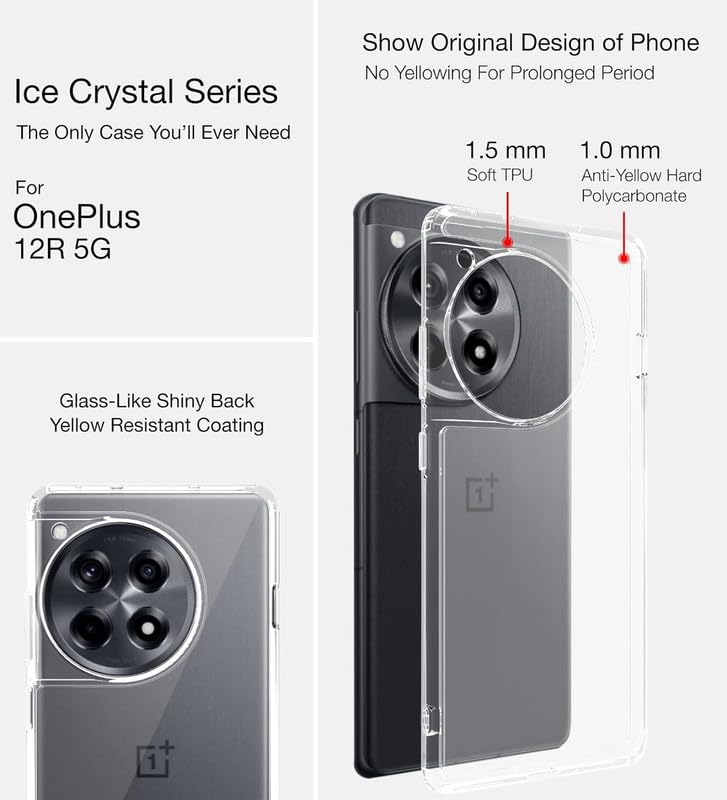 Image of Case Creation Brand -Plastic Mobile Cover For Oneplus 12R (Soft & Flexible Back Case),Transparent