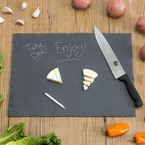 Slate Charcuterie Board (2 Pack), 12" X 16", Black | By Home Basics | Non-Slip Cutting Board/Board For Meats, Cheeses, And Veggies/With Chalk Included #TOP3