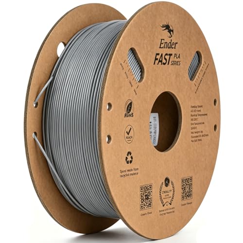 Creality Ender Fast PLA フィラメント 1.75mm径 ±0.03mm高精度 30-300mm/s高速印刷対応 正味1KG ボール紙スプール もつれ・目詰まり・ゆがみ・反りなし K2/K2 Pro/K2 Plus対応 全FDM 3Dプリンター用フィラメント（グレー）