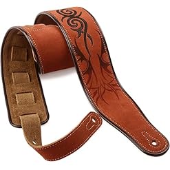 Leather Guitar Strap, 2.8 Inches Width Suede Guitar Strap for Bass, Electric guitar and Acoustic Guitar (Brown Tribal) - Les Beatles, Paul McCartney, John Lennon, RIngo Starr, George Harrison