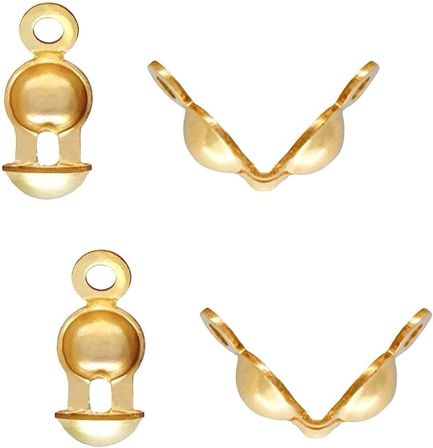 20pcs Adabele Real 1/20 14K Gold Filled Clamshell Calotte Bead Tip End Cap Knot Cover Double Closed Rings for DIY Craft Jewelry Making JK4-B2