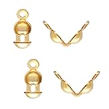 10pcs Adabele Real 1/20 14K Gold Filled Clamshell Calotte Bead Tip End Cap Knot Cover Double Closed Rings for DIY Craft Jewelry Making JK4-B2