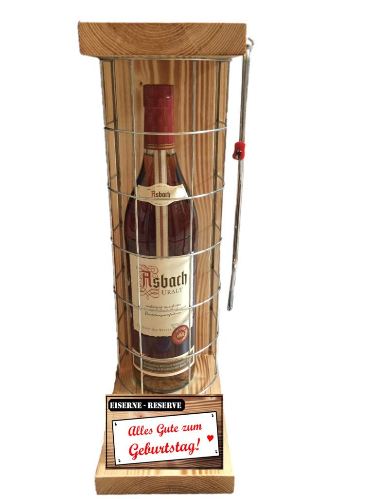 Asbach Uralt Geburtstag Geschenke Geschenkset Eiserne Reserve Gitter Text rot: Alles Gute zum Geburtstag Brandy (1 x 0.70 l)