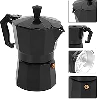 Vista 8 de Olla para hacer café expreso, 5.1 fl oz, 3 tazas de aluminio, cafetera italiana espresso greca, cafetera percoladora (negro)