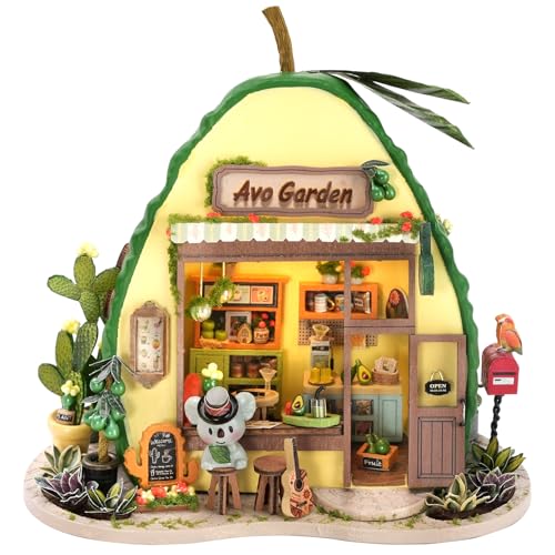 Kit de miniatura de casa de muñecas DIY de madera con muebles y luces integradas