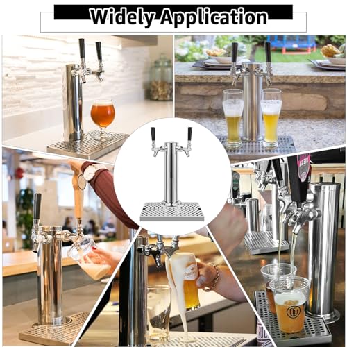 Kegerator Tower Dual Tap Kegerator Tower Beer Tap Tower 3’’ Flange Beer Tower Dispenser Stainless Steel Double Tap Keg Tower with Pre-assembled Lines Kegerator Tap Tower Kit
