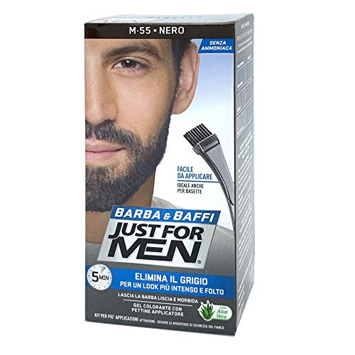 Tinte permanente para barba Just For Men M55 negro con pincel aplicador en pack de 2 x 14 ml