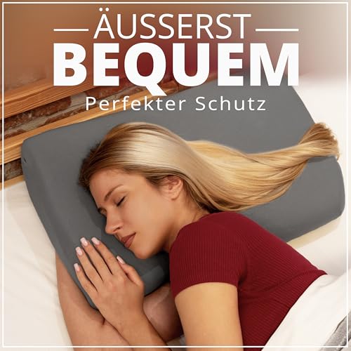 Luxoon Kissenbezug für Gesundheitskissen – 95% Baumwolle / 5% Elasthan, Atmungsaktiv und Hautfreundlich, Waschbar, Für Komfort und Hygiene 2er Pack 30-45 x 50-65 cm, Anthrazit