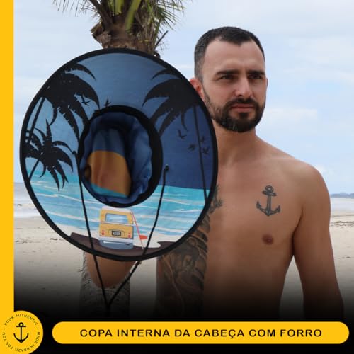 Chapéu de Palha Beach Estampado Surf de Praia Saída Verão Sol Masculino Feminino Unissex Aba Larga n