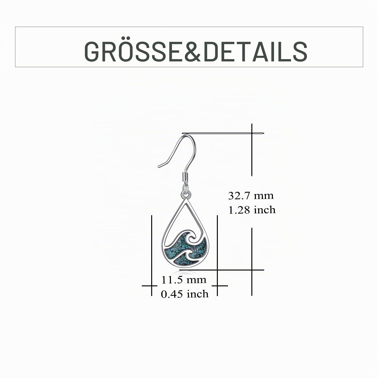 YFN Meer Welle Ohrringe Sterling Silber Türkis Hängend Baumeln Tropfen Ohrringe Ozean Strand Schmuck Sommer Thema Geschenke für Damen