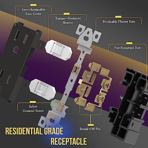 Image of ENERLITES, Dark Bronze Elite Series Decorator Receptacle Outlet Child Safe Tamper-Resistant, Self-Grounding, 2-Pole, Residential Grade, 15A 125V, UL Listed, 61501-TR-DB