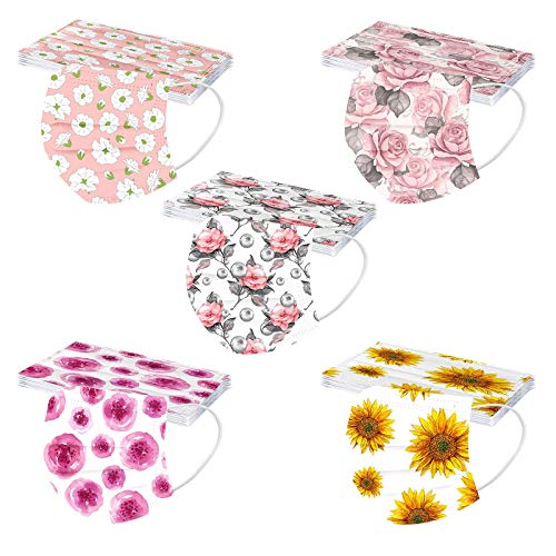 50 Pack Disposable Printed Face_Mask, 3 Ply M ask with Elastic Ear Loop,Individually Packaged