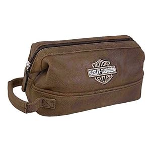 Harley Davidson Leather Toiletry Kit, Brown, One Size