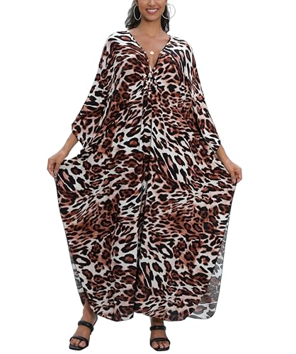 Image of KEYLORTING Plus Size Kaftan Dress Women, African Moo Moo Print Caftan, Batwing Dress, Beach Cover Up for Party and Loungewear