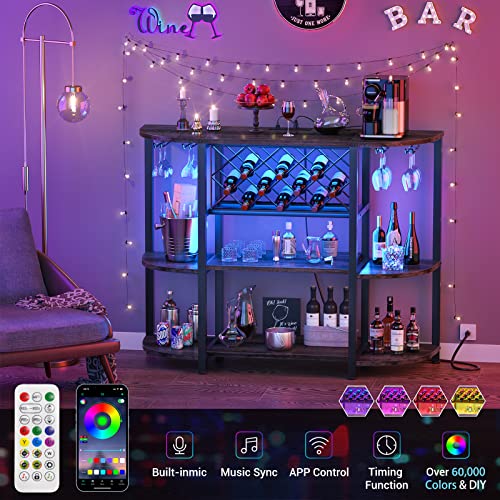 Unikito4tiermetalcoffeebarcabinetwithoutletandledlightfreestandingfloorbartableforliquorwithglassholderandwinerackstoragewinebakersrackforkitchendiningroomgrayoak Urban Country Home Decor Unikito 4 tier metal coffee bar cabinet with outlet and led light freestanding floor bar table for liquor with glass holder and wine rack storage wine bakers rack for kitchen dining room gray oak urban country home decor