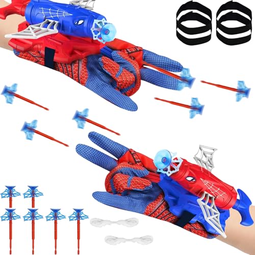 DFADKYWU Spid ER Launcher Lot de 2 Gants Spid ER Lanceur de réseau, Gants Spid-ER Hero, Jouets lanceurs pour Enfants, Jouets d'intérieur, Cadeau pour garçon