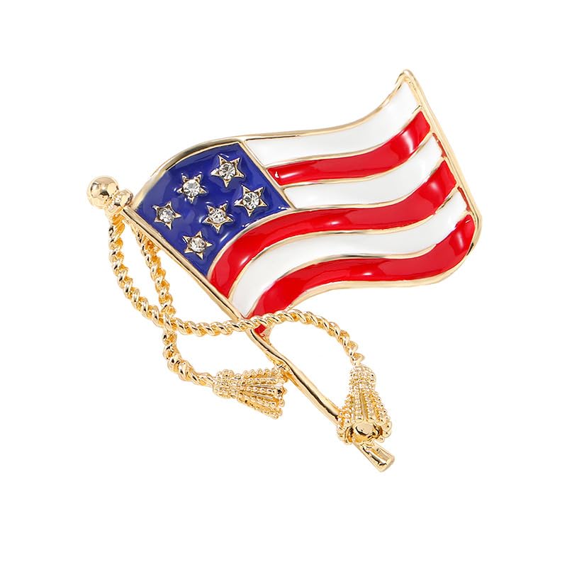 Image of 1-4Pcs Independence Day Badge Pins Brooch for Men Women 4th of July White Blue Red USA American Flag Lapel Pins American Star Pins Patriotic Brooch Jewelry