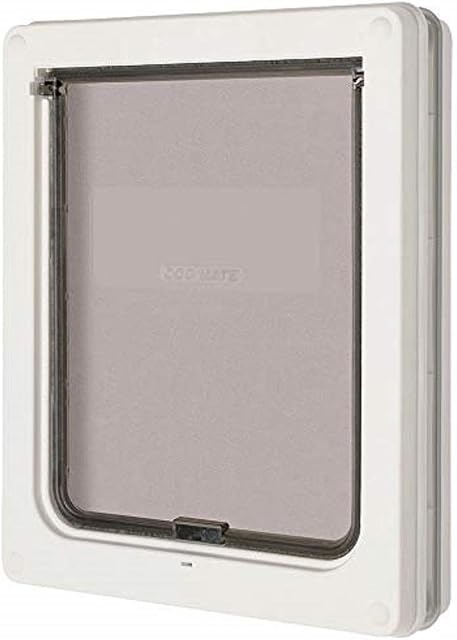 Dog Mate Medium Dog Door, Easy Fitting, Fast Installation, Convenient, Tamper Proof, Weatherproof, Draught Excluder, Silent, Extremely Durable - White