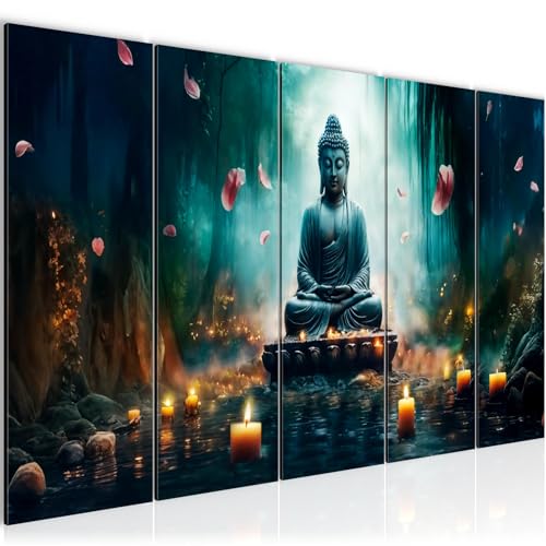 Tableau Bouddha paisible pour salon et bureau grand format 200x80cm de Runa Art