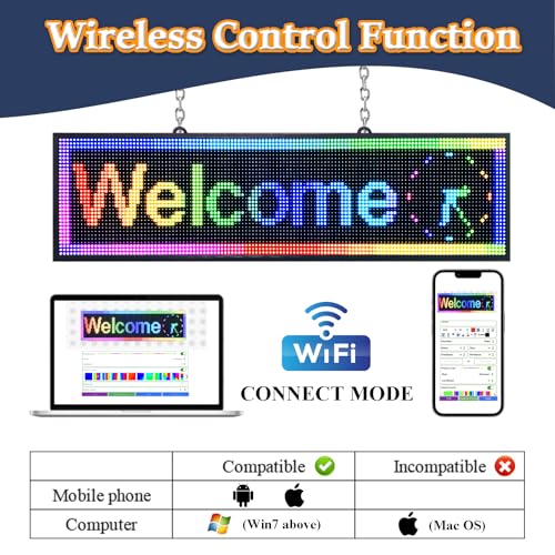 Image of Programmable LED Sign Outdoor Digital Signage Display, P10 52X14 inch Full-Color LED Display Screen for Business & Store Advertising