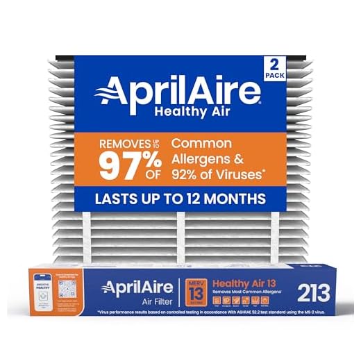 Genuine AprilAire 213 Replacement Filter for AprilAire Whole-House Air Purifiers - MERV 13, Healthy Home Allergy, 20x25x4 Air Filter (Pack of 2)