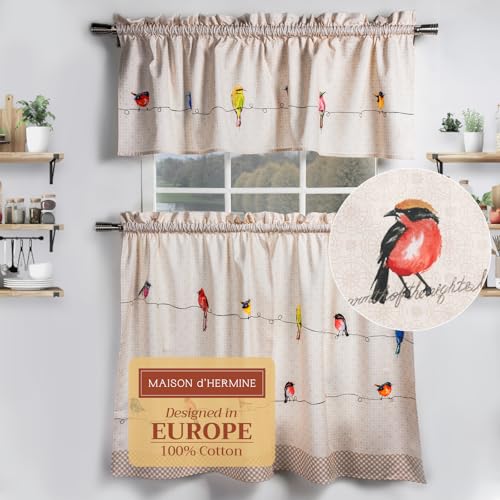 Maison d' Hermine Kitchen Curtains Sets for Windows 100% Cotton