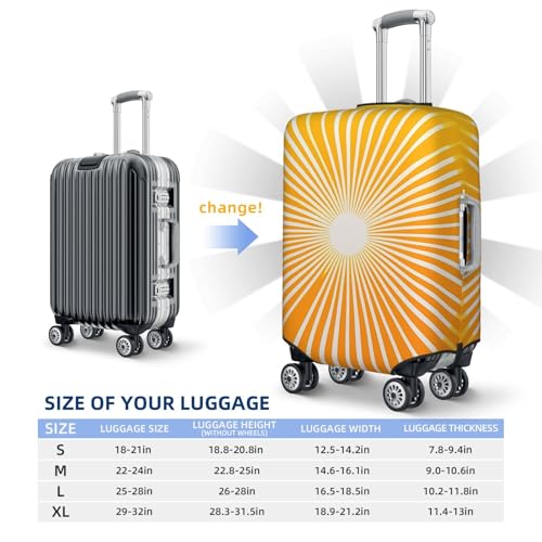 Yellow And White Sunburst Pattern Elastic Travel Luggage Covers Dustproof Scratch-Resistant Suitcase Protector Fit 22-24 Inch4