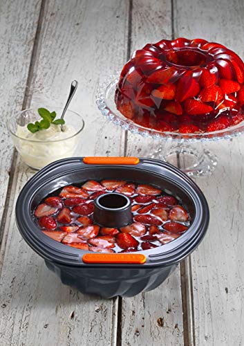 Foto von LE CREUSET Antihaft Gugelhupfform, Ø 22 cm, Sauerteigbeständig, Aus Karbonstahl gefertigt, Anthrazit/Orange, 94102422000000