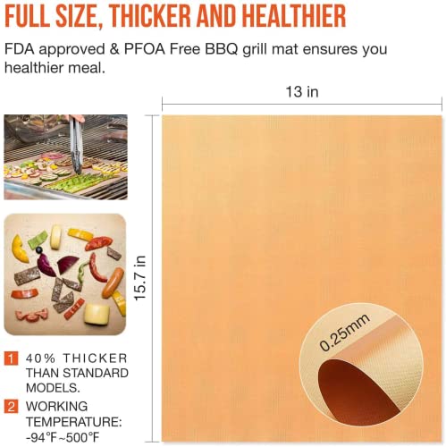 Wibimen Grill Mat Set Of 7-100% Non-Stick Bbq Grill Mats&Baking Mats, Pfoa Free, Heavy Duty, Resuable And Easy To Clean, Works On Gas Charcoal And Electric Bbq (7 Pcs) (Copper) #TOP3