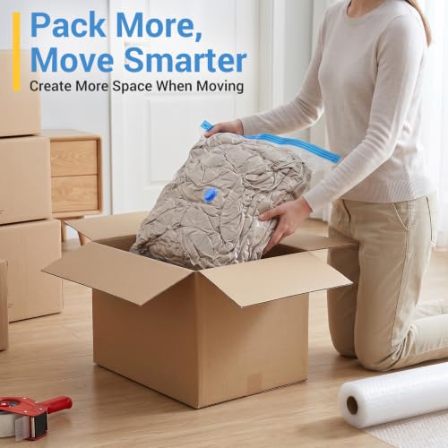 Image of Fygrip Vacuum Storage Bags with Hand Pump, Plastic Packaging Bags, 80% Space Saver Vacuum Seal Bags for Clothing, Travel Lugggage, Blankets, Comforters, 10 Large