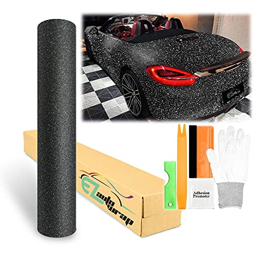 Free Tool Kit EZAUTOWRAP Black Matte Glitter Car Vinyl Wrap Sticker Decal Sheet Bubble Free - 60