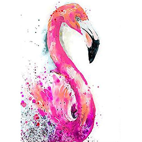 MXJSUA DIY 5D Diamond Art Painting Flamingo by Number Kits for Adults, Flamingo Diamond Art Painting Kits Round Drill Diamond Art Kits Picture Arts Craft for Home Wall Art Decor 12x16 inch
