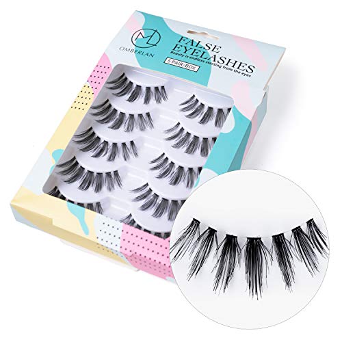 Omberlan False Eyelashes Demi Wispies 3d Glam Faux Mink Eyelash-5 Pack Lashes Handmade Reusable Dramatic Soft Fake Eyelashes For Make-up