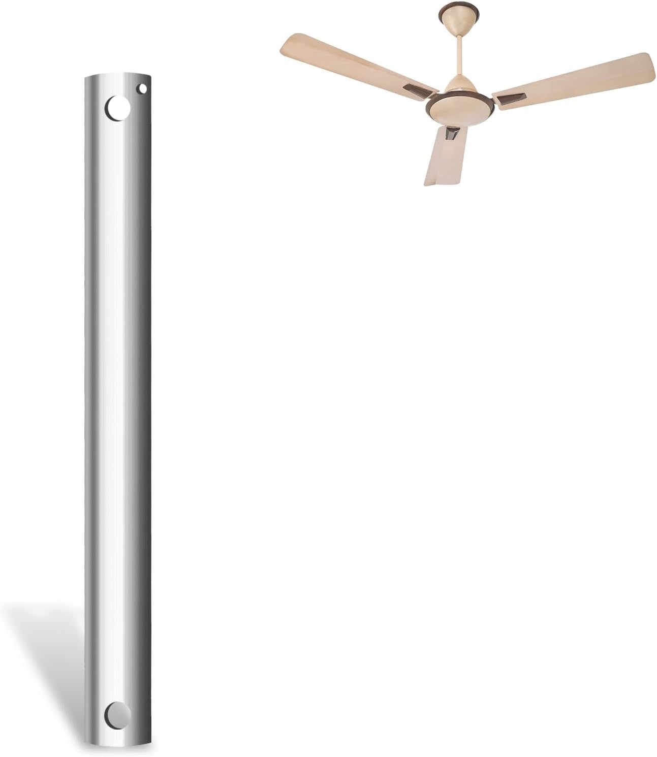 24 inch Ceiling Fan Downrod with Extension Cord,2 FT Downrod for Ceiling Fan,1 inch Outside Diameter,Ceiling Boom Suitable for a Wide Range of Fans (Brushed Nickel,Not Threaded) 24in Brushed Nickel