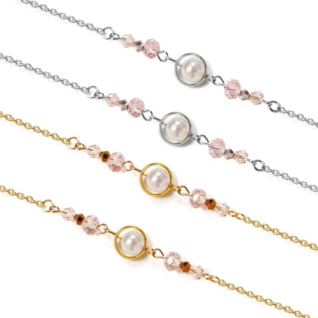 Occhiali da Sole in Acciaio Inossidabile Corda a Catena da Appendere al Collo Occhiali da Sole in Cristallo di Perle Cordino for Donna(3-Pack)
