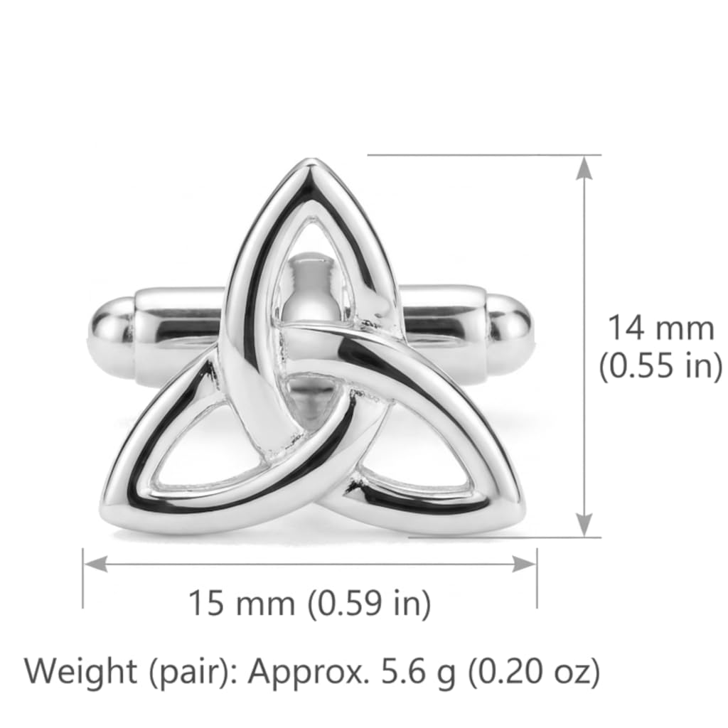 Alexander Castle Gemelli da uomo in argento Sterling 925 con Trinità celtica, 15 mm x 14 mm, in confezione regalo, Misura unica, Argento sterling, Senza_pietra