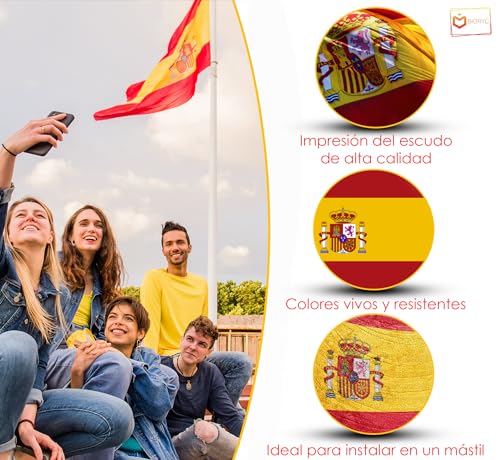 Miniatura 7 de Bioryc Bandera Exterior 150x90 Cm. Bandera Poliéster Reforzado 110g M Y 2 Ojales De Metal. Para Balcón, Jardín, Eventos Deportivos. Incluye: Pintacaras Y Pegatinas. Mundial 2026 Sp 2
