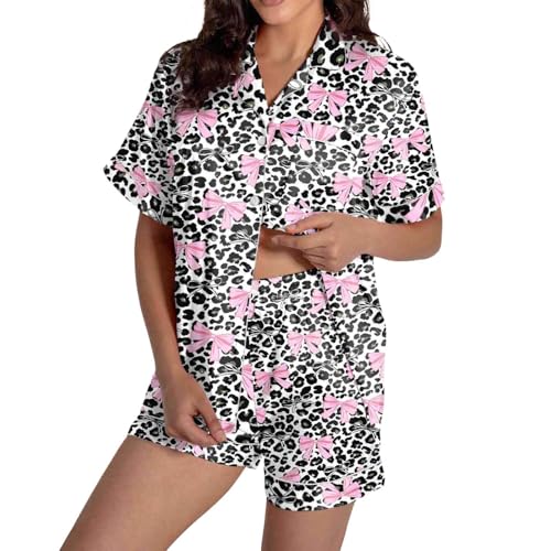 Pyjama imprimé léopard vêtement de nuit doux et confortable 2 pièces