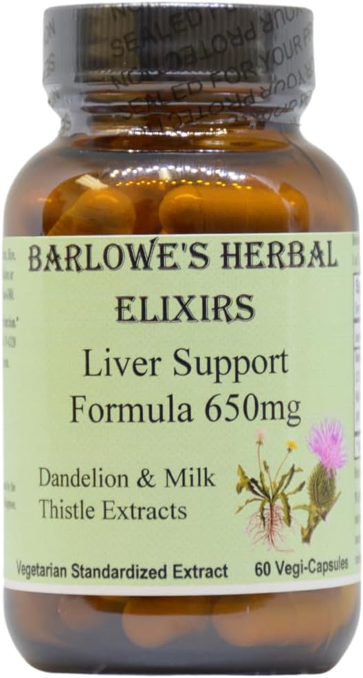 Liver Support Formula | Dandelion Root & Milk Thistle Extract | 650mg Per Capsule | 60 Vegan Capsules | Stearate-Free, Glass Bottled
