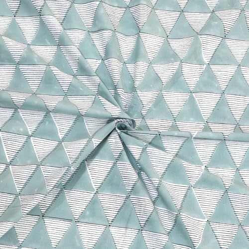 Image of TOAI Hand Block Printed Bedsheet | Bed Spread Flatsheet Bed Sheet | Pure Cotton | Queen Size 90 inchx108 inch | 300 TC Long Staple Cotton | 2 Reversible Pillow Covers |Green Line Pattern